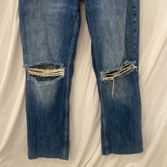 Zara High Waisted Long Denim Jeans sz 2 - Picture 3 of 6